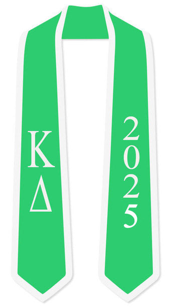 Discount Kappa Delta Greek 2 Tone Lettered Graduation Sash Stole W/ Year DISCOUNT-Kappa Delta Greek 2 Tone Lettered Graduation Sash Stole w/ Year
