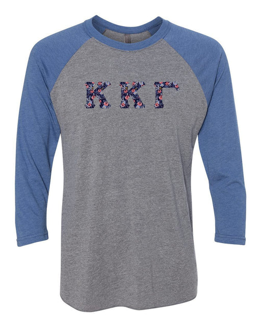 Kappa Kappa Gamma Kappa Kappa Gamma Unisex Tri-Blend Three-Quarter Sleeve Baseball Raglan Tee