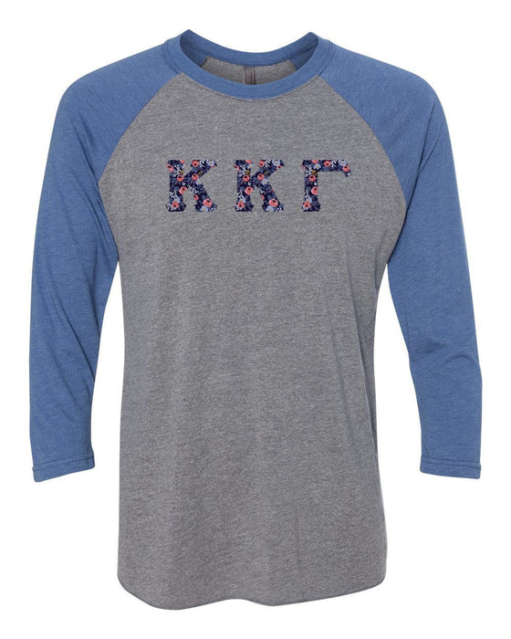 Kappa Kappa Gamma Unisex Tri Blend Three Quarter Sleeve Baseball Raglan Tee Kappa Kappa Gamma Unisex Tri-Blend Three-Quarter Sleeve Baseball Raglan Tee