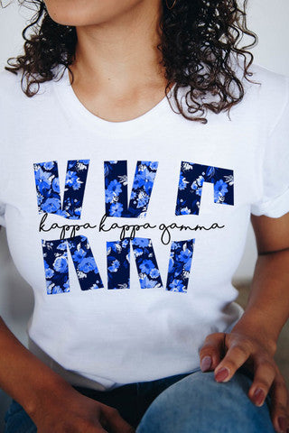 Kappa Kappa Gamma Floral Big Lettered T Shirts Kappa Kappa Gamma Floral Big Lettered T-Shirts