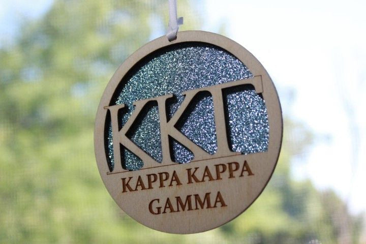 Kappa Kappa Gamma Laser Carved Greek Letter Ornament 3" Round Kappa Kappa Gamma Laser Carved Greek Letter Ornament - 3