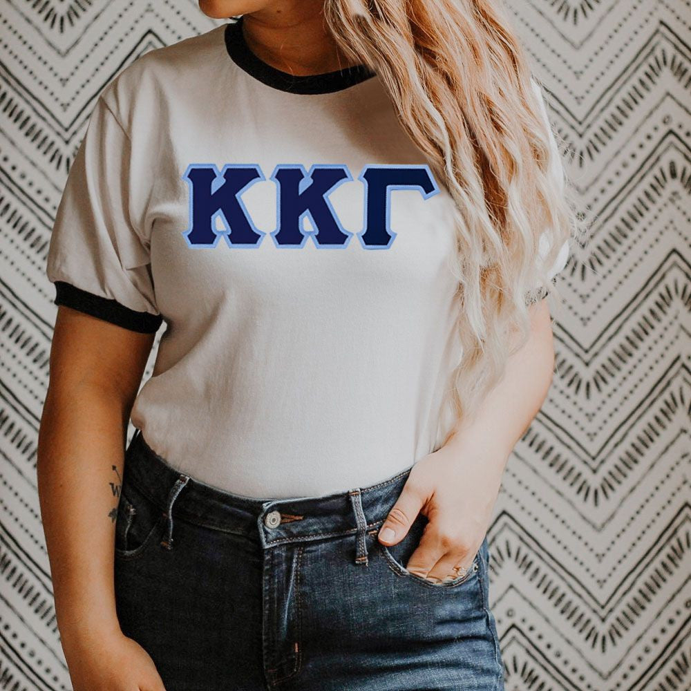 Discount Kappa Kappa Gamma Lettered Ringer Shirt DISCOUNT-Kappa Kappa Gamma Lettered Ringer Shirt