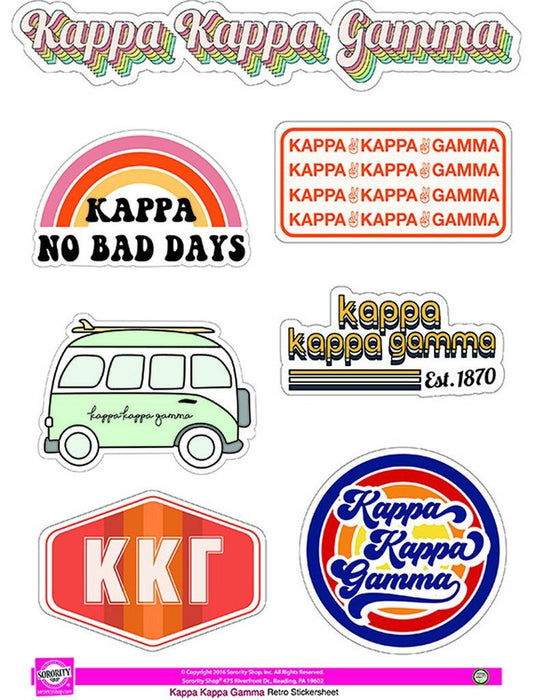 Kappa Kappa Gamma Retro Sticker Sheet Kappa Kappa Gamma Retro Sticker Sheet