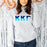 Printify Kappa Kappa Gamma Two Tone Lettered Hooded Sweatshirts Kappa Kappa Gamma Two Tone Lettered Hooded Sweatshirts
