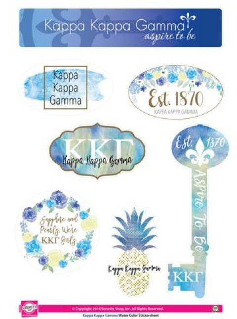 Kappa Kappa Gamma Water Color Stickers Kappa Kappa Gamma Water Color Stickers