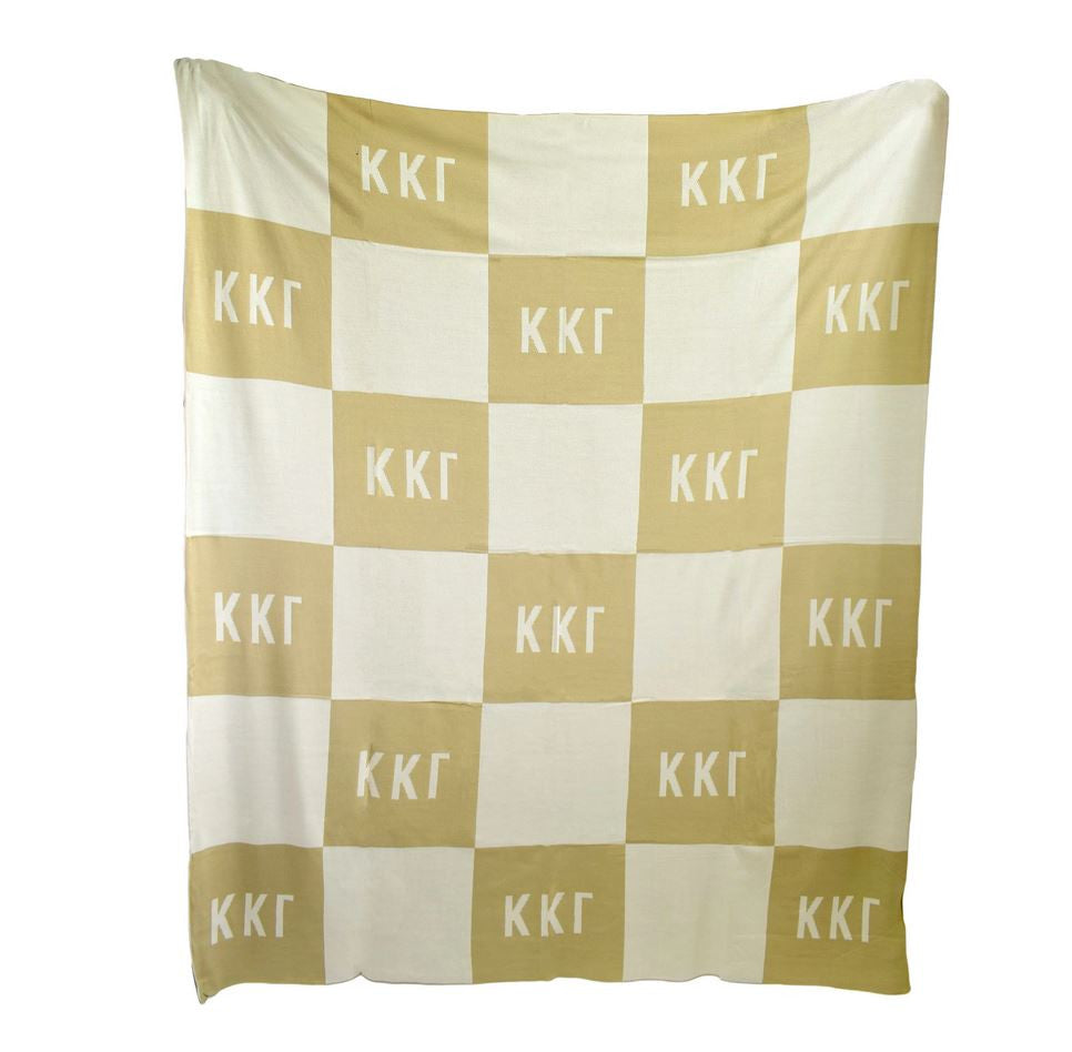 Kappa Kappa Gamma Acrylic Checkerboard Beige Throw Blankets Kappa Kappa Gamma Acrylic Checkerboard Beige Throw Blankets