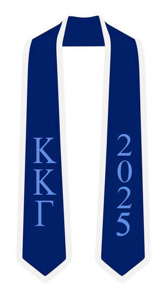 Kappa Kappa Gamma DISCOUNT-Kappa Kappa Gamma Greek 2 Tone Lettered Graduation Sash Stole w/ Year