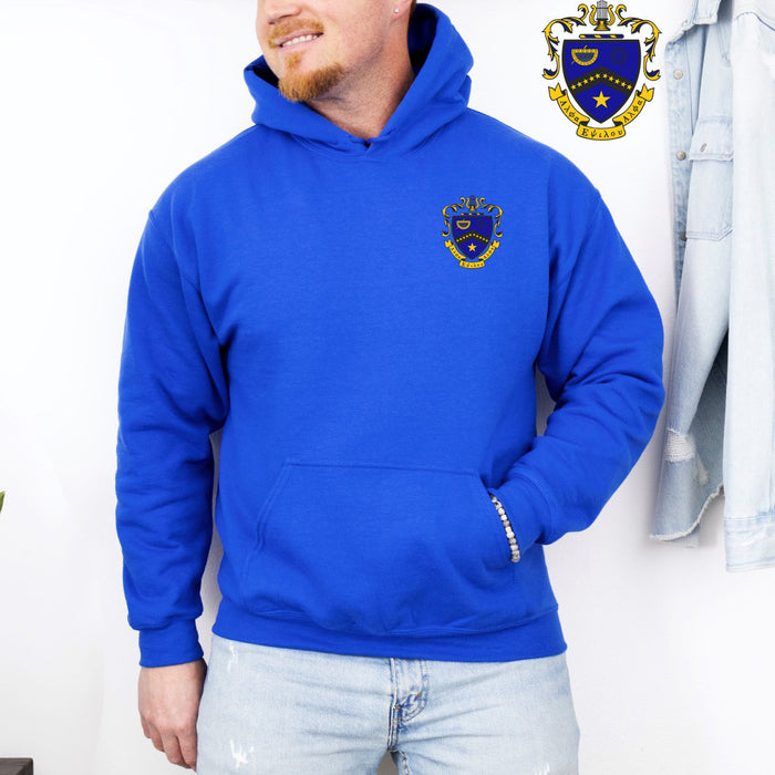 Discount Kappa Kappa Psi Crest Shield Emblem Hooded Sweatshirt DISCOUNT-Kappa Kappa Psi Crest - Shield Emblem Hooded Sweatshirt