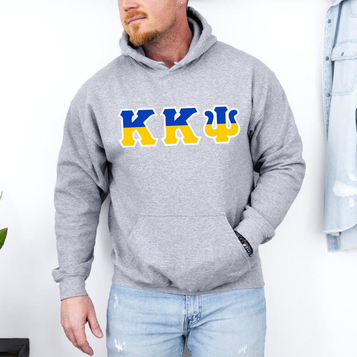 Printify Kappa Kappa Psi Two Toned Greek Lettered Hooded Sweatshirts Kappa Kappa Psi Two Toned Greek Lettered Hooded Sweatshirts