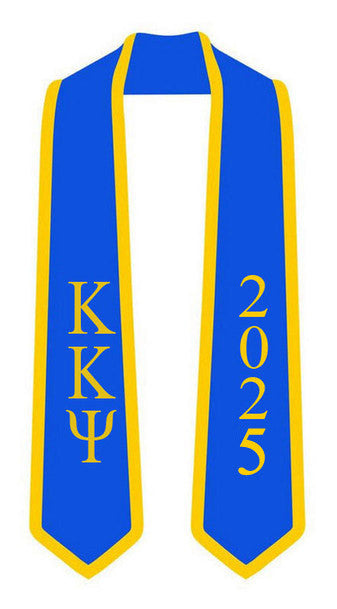 Discount Kappa Kappa Psi Greek 2 Tone Lettered Graduation Sash Stole W/ Year DISCOUNT-Kappa Kappa Psi Greek 2 Tone Lettered Graduation Sash Stole w/ Year