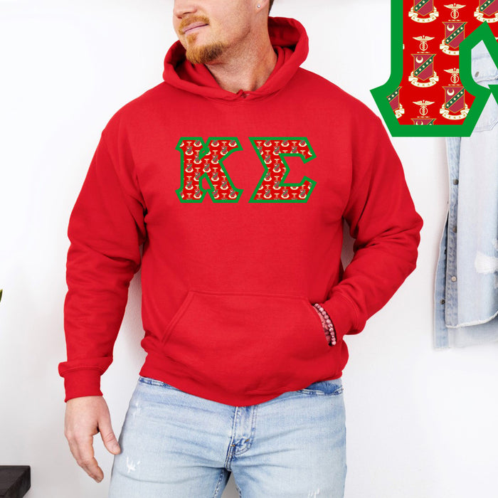 Kappa Sigma Fraternity Crest Shield Twill Letter Hooded Sweatshirt Kappa Sigma Fraternity Crest - Shield Twill Letter Hooded Sweatshirt
