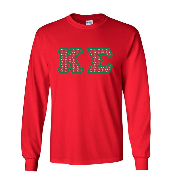 Kappa Sigma Fraternity Crest Shield Twill Letter Longsleeve Tee Kappa Sigma Fraternity Crest - Shield Twill Letter Longsleeve Tee