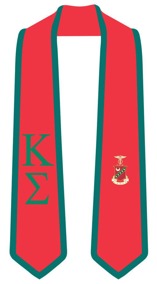 Discount Kappa Sigma Greek 2 Tone Lettered Graduation Sash Stole DISCOUNT-Kappa Sigma Greek 2 Tone Lettered Graduation Sash Stole