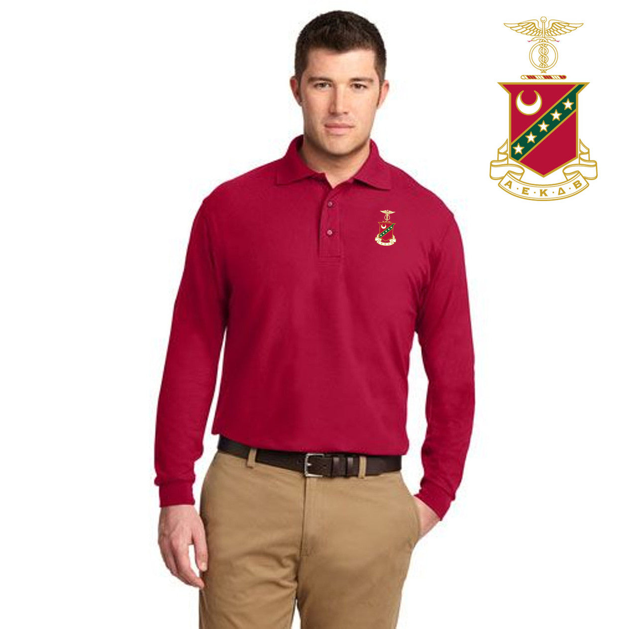 Discount Kappa Sigma Emblem Long Sleeve Polo DISCOUNT-Kappa Sigma Emblem Long Sleeve Polo