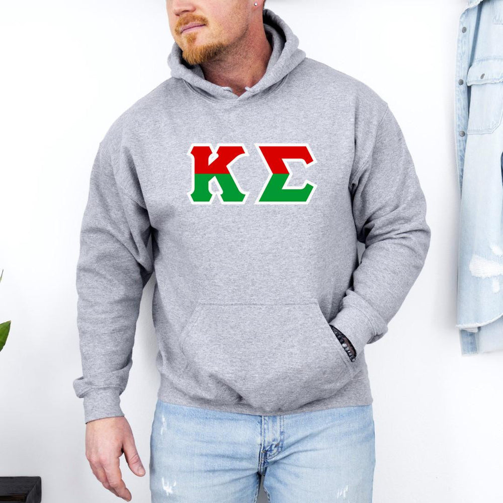 Printify Kappa Sigma Two Toned Greek Lettered Hooded Sweatshirts Kappa Sigma Two Toned Greek Lettered Hooded Sweatshirts
