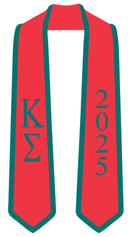 Discount Kappa Sigma Greek 2 Tone Lettered Graduation Sash Stole W/ Year DISCOUNT-Kappa Sigma Greek 2 Tone Lettered Graduation Sash Stole w/ Year