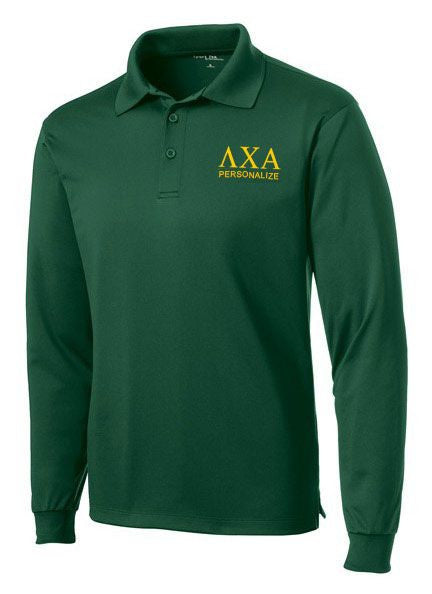 Lambda Chi Alpha $35 World Famous Long Sleeve Dry Fit Polo Lambda Chi Alpha-World Famous Long Sleeve Dry Fit Polo