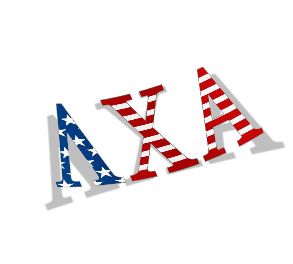 Aklambda Letterrs Lambda Chi Alpha American Flag Greek Letter Sticker - 2.5