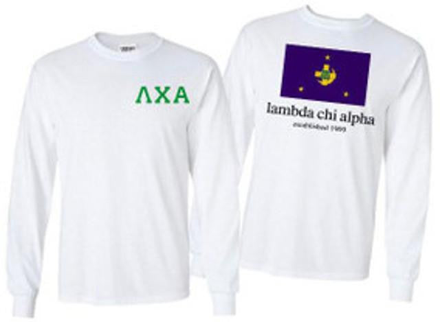 Greekgear Lambda Chi Alpha Flag Long Sleeve T Shirts Lambda Chi Alpha Flag Long Sleeve T-Shirts