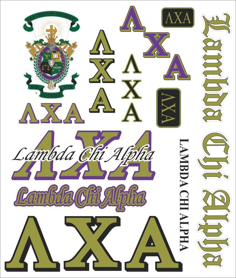 Lambda Chi Alpha Multi Greek Decal Sticker Sheet Lambda Chi Alpha Multi Greek Decal Sticker Sheet