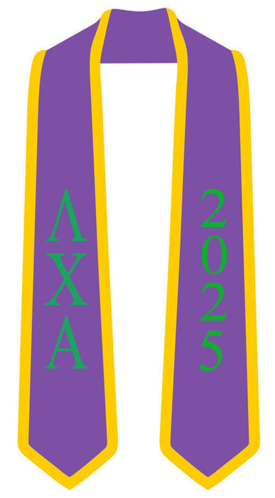 Discount Lambda Chi Alpha Greek 2 Tone Lettered Graduation Sash Stole W/ Year DISCOUNT-Lambda Chi Alpha Greek 2 Tone Lettered Graduation Sash Stole w/ Year