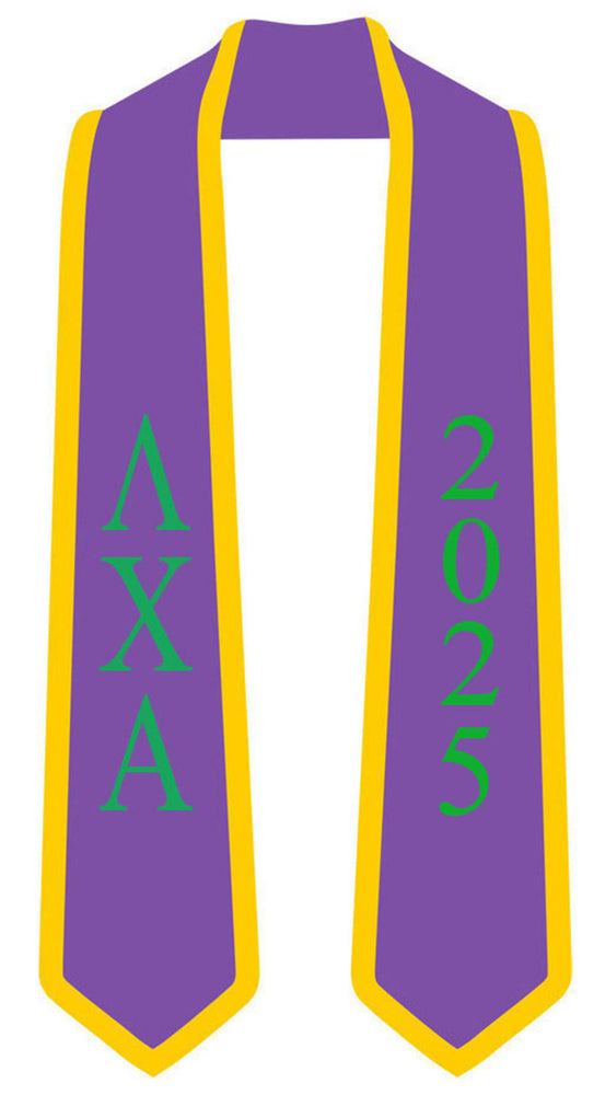 Discount Lambda Chi Alpha Greek 2 Tone Lettered Graduation Sash Stole W/ Year DISCOUNT-Lambda Chi Alpha Greek 2 Tone Lettered Graduation Sash Stole w/ Year