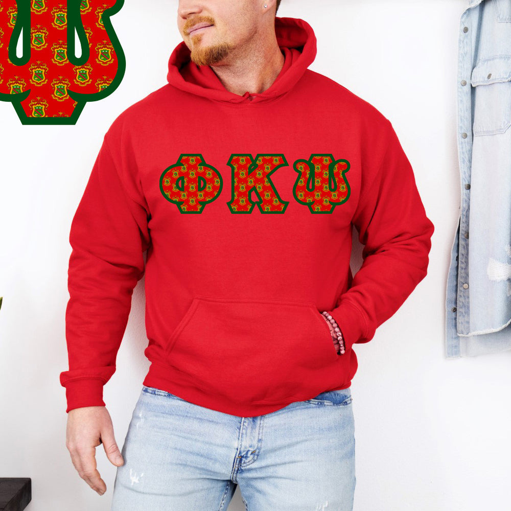 Phi Kappa Psi Fraternity Crest Shield Twill Letter Hooded Sweatshirt Phi Kappa Psi Fraternity Crest - Shield Twill Letter Hooded Sweatshirt