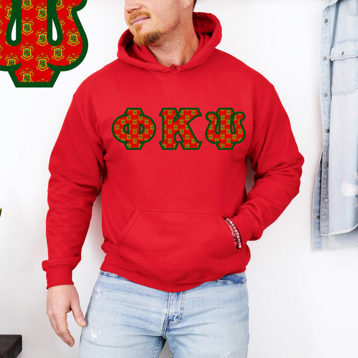 Phi Kappa Psi Fraternity Crest Shield Twill Letter Hooded Sweatshirt Phi Kappa Psi Fraternity Crest - Shield Twill Letter Hooded Sweatshirt