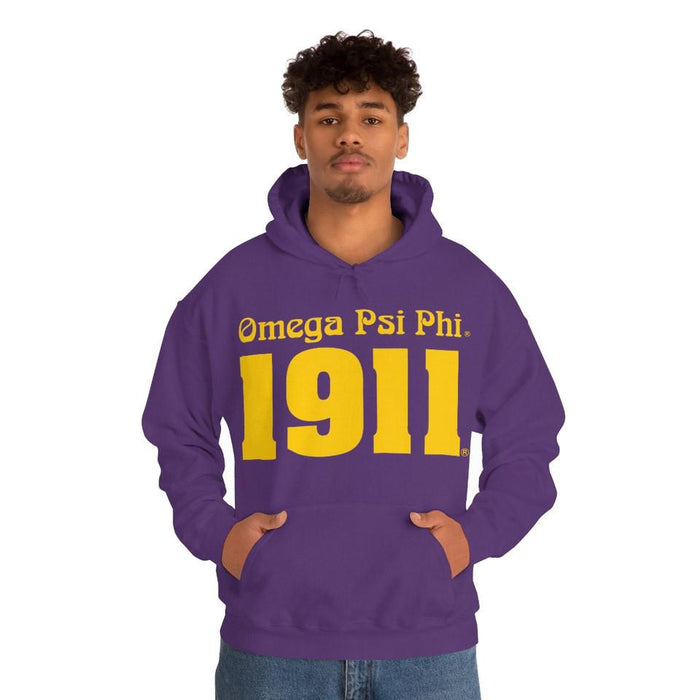 Printify Omega Psi Phi 1911 Logo Hooded Sweatshirt Omega Psi Phi 1911 Logo Hooded Sweatshirt