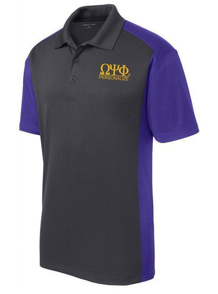 Omega Psi Phi World Famous Greek Colorblock Wicking Polo Omega Psi Phi - World Famous Greek Colorblock Wicking Polo