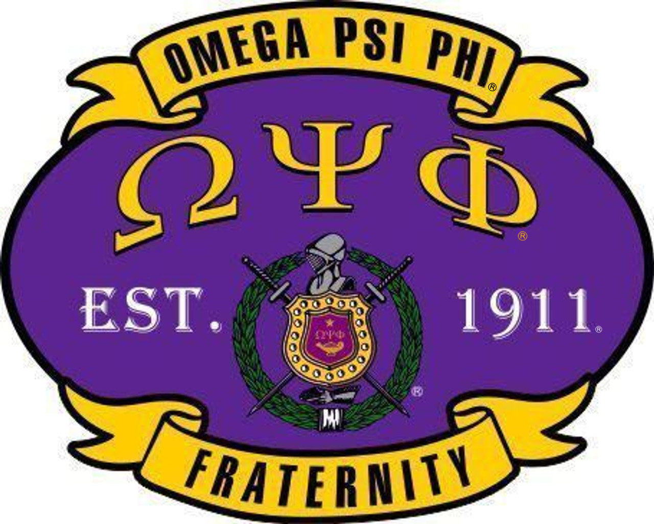 Omega Psi Phi Banner Crest Shield Decal Omega Psi Phi Banner Crest - Shield Decal