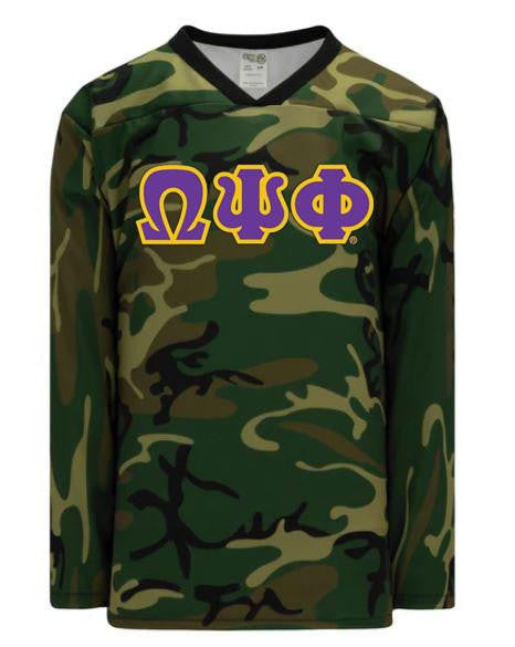 Omega Psi Phi Camouflage Lettered Hockey Jersey Omega Psi Phi Camouflage Lettered Hockey Jersey