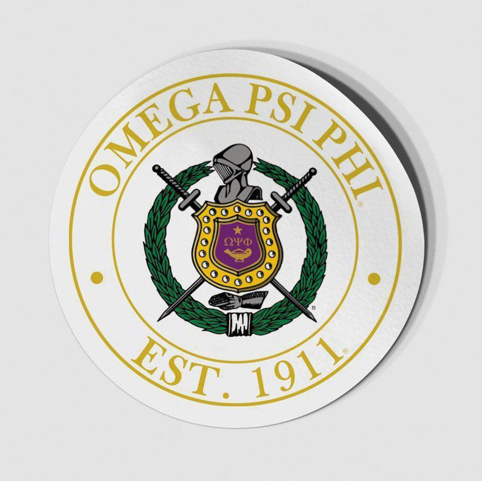 Omega Psi Phi Circle Crest Shield Decal Omega Psi Phi Circle Crest - Shield Decal