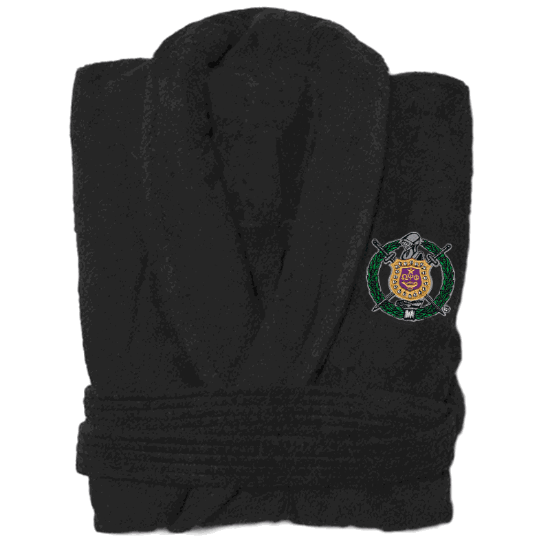 Discount Omega Psi Phi Crest Shield Bathrobe DISCOUNT-Omega Psi Phi Crest - Shield Bathrobe