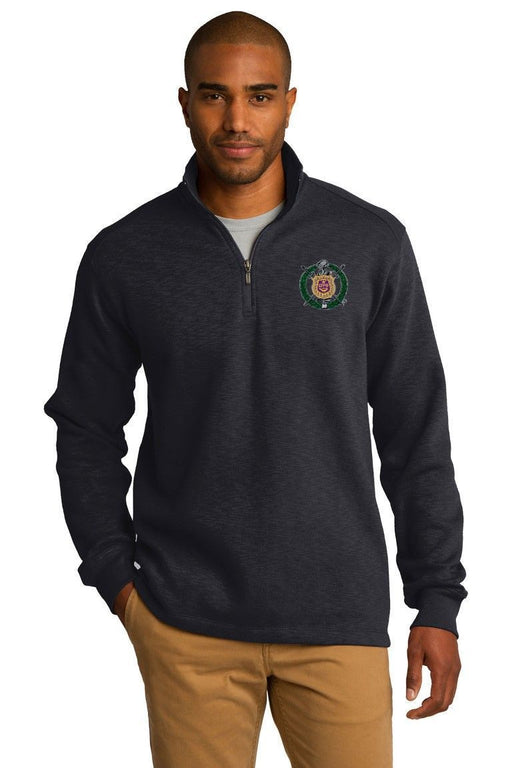 Omega Psi Phi DISCOUNT-Omega Psi Phi Crest - Shield Emblem 1/4 Zip Pullover