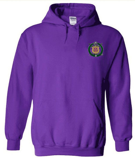 Omega Psi Phi DISCOUNT-Omega Psi Phi Crest - Shield Emblem Hooded Sweatshirt