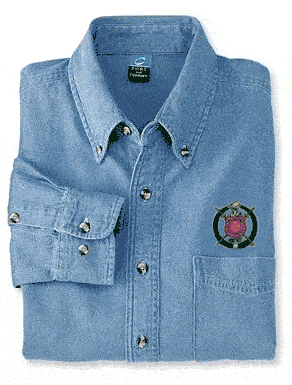 Omega Psi Phi DISCOUNT-Omega Psi Phi Denim Shirt - Shield