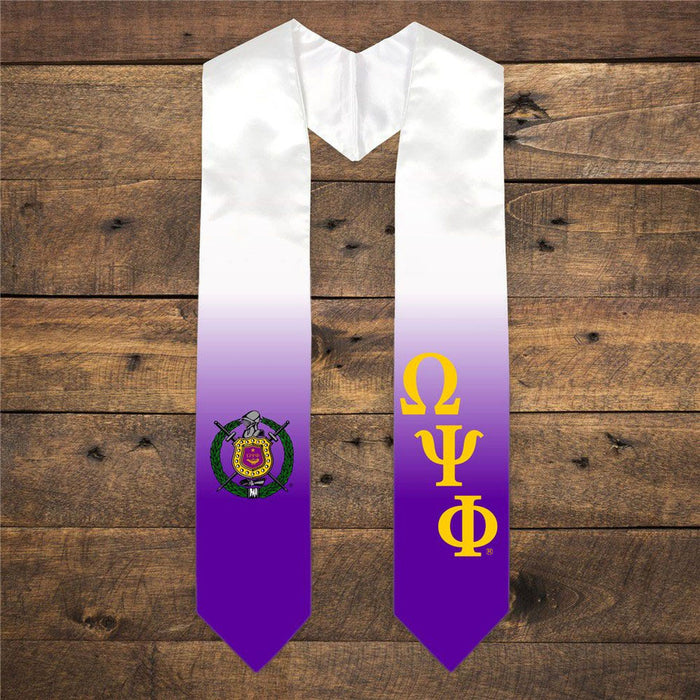 Omega Psi Phi Extra Fancy Diagonal Greek Graduation Stole W Crest Omega Psi Phi Extra Fancy Diagonal Greek Graduation Stole W Crest