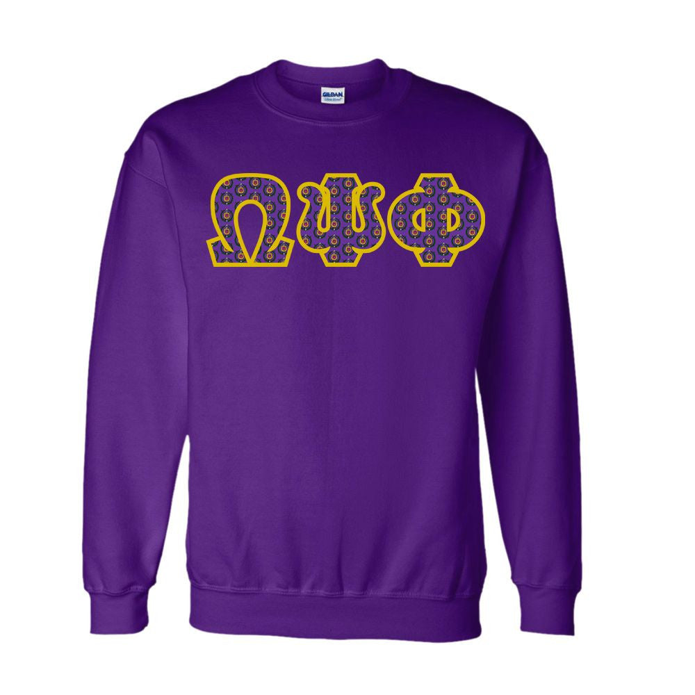 Omega Psi Phi Fraternity Crest Shield Twill Letter Crewneck Sweatshirt Omega Psi Phi Fraternity Crest - Shield Twill Letter Crewneck Sweatshirt