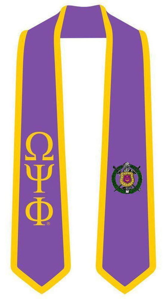 Discount Omega Psi Phi Greek 2 Tone Lettered Graduation Sash Stole DISCOUNT-Omega Psi Phi Greek 2 Tone Lettered Graduation Sash Stole