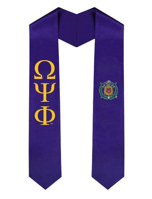 Omega Psi Phi Omega Psi Phi Greek Lettered Graduation Sash Stole With Crest