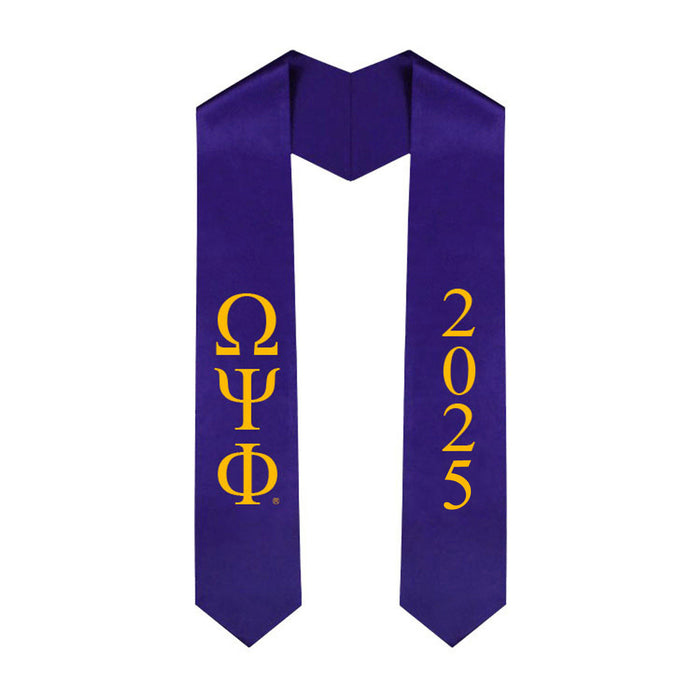 Omega Psi Phi Greek Lettered Graduation Sash Stole With Year Best Value Omega Psi Phi Greek Lettered Graduation Sash Stole With Year - Best Value