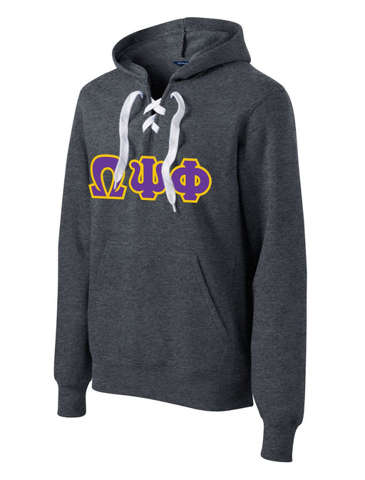 Omega Psi Phi DISCOUNT-Omega Psi Phi Lace Up Pullover Hooded Sweatshirt