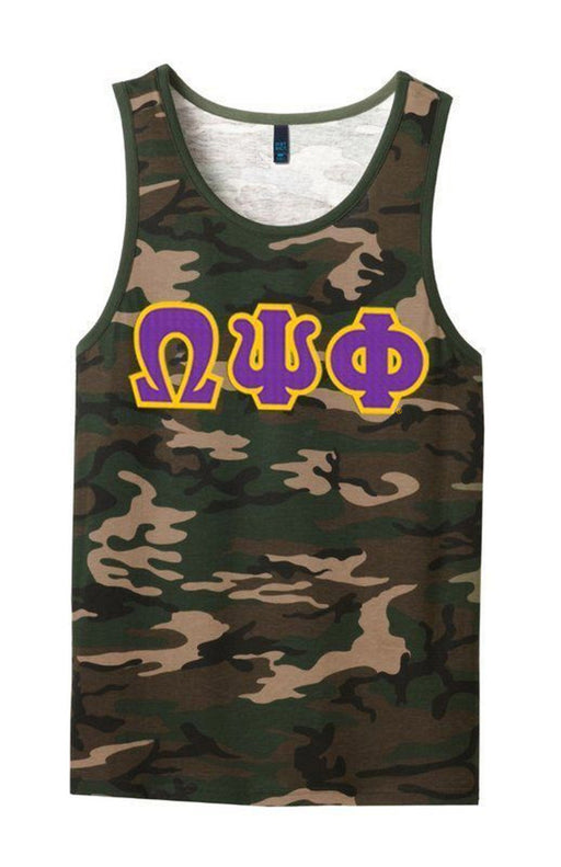 Omega Psi Phi DISCOUNT-Omega Psi Phi Lettered Camouflage Tank