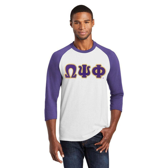 Discount Omega Psi Phi Lettered Raglan Shirt DISCOUNT-Omega-Psi-Phi Lettered Raglan Shirt
