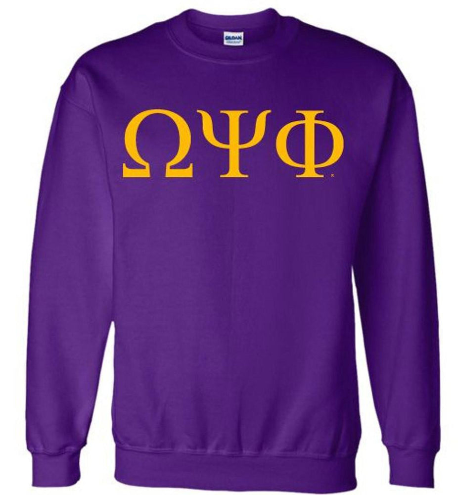Printify Omega Psi Phi Lettered World Famous Greek Crew Sweatshirts Omega Psi Phi Lettered World Famous Greek Crew Sweatshirts