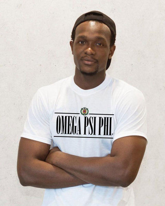 Printify Omega Psi Phi Line Crest T Shirt Omega Psi Phi Line Crest T-shirt