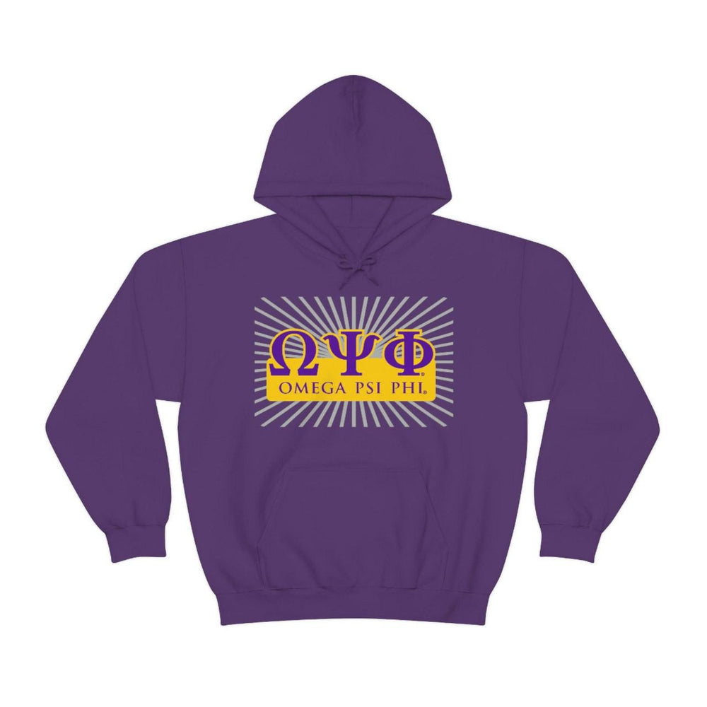 Printify Omega Psi Phi Starburst World Famous Hooded Sweatshirt Omega Psi Phi Starburst World Famous Hooded Sweatshirt