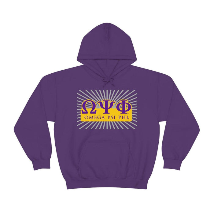 Printify Omega Psi Phi Starburst World Famous Hooded Sweatshirt Omega Psi Phi Starburst World Famous Hooded Sweatshirt
