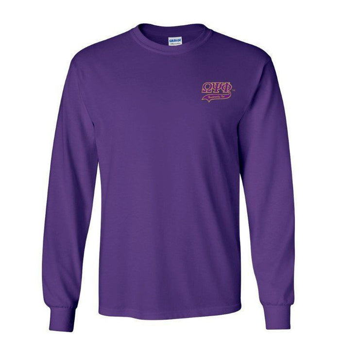 Discount Omega Psi Phi T Shirt, Long, Applique DISCOUNT-Omega Psi Phi T-Shirt, Long, Applique